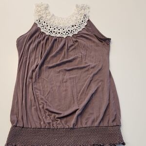 Design History Mauve Blouse with White Lace